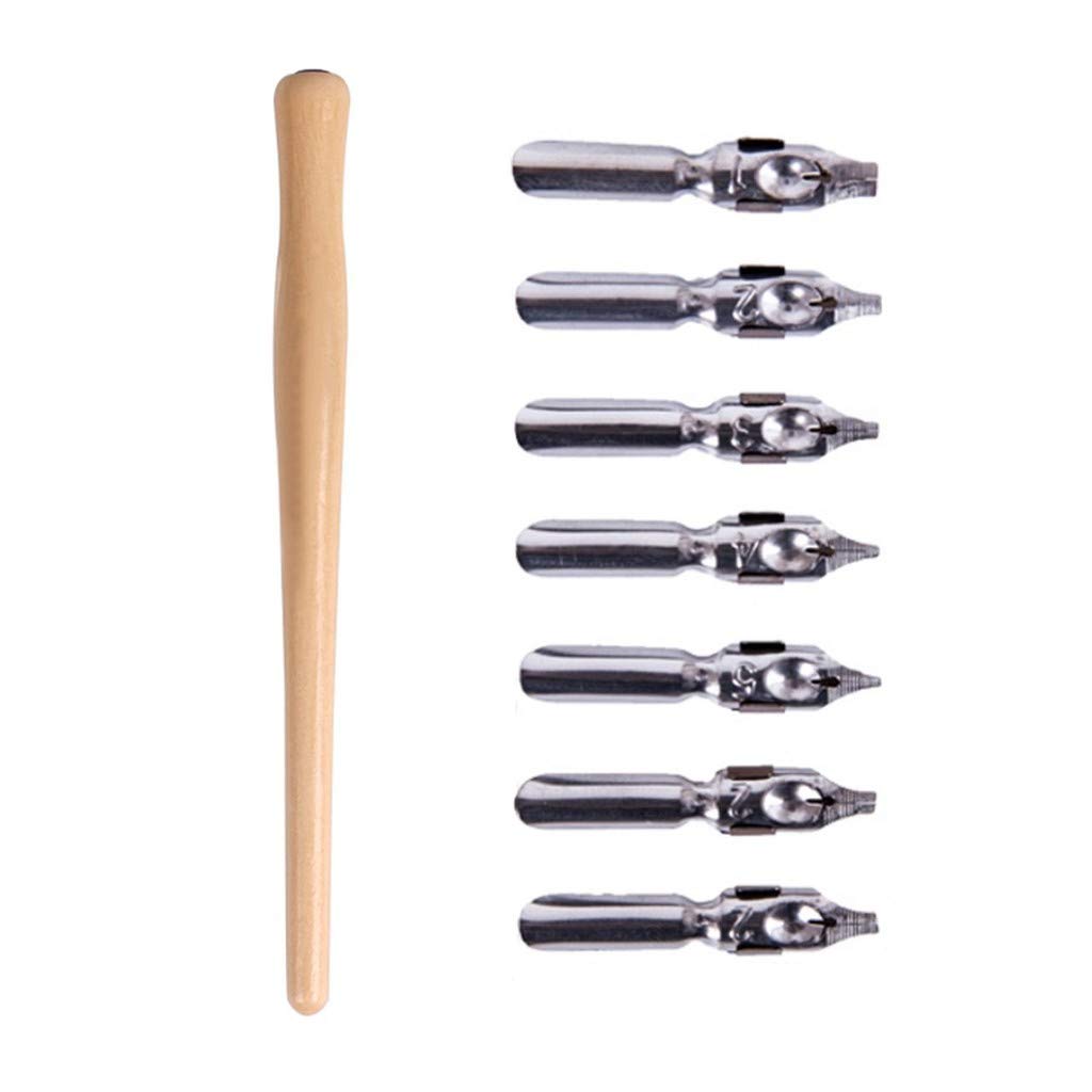 Calligraphy Pen Set – Includes Wooden Dip Pen, Antique Brass Holder, 11  Nibs, 7